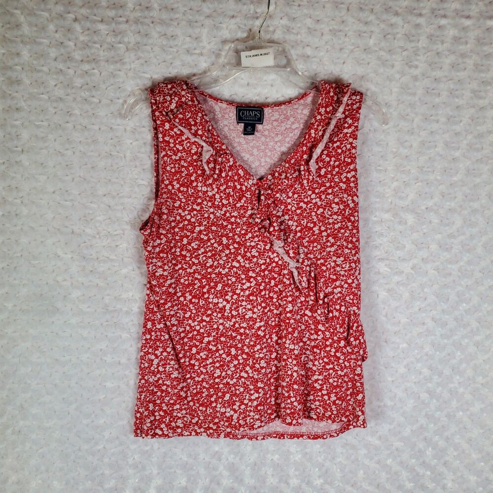 Chaps Button Down Red Pattern Shirt Size M